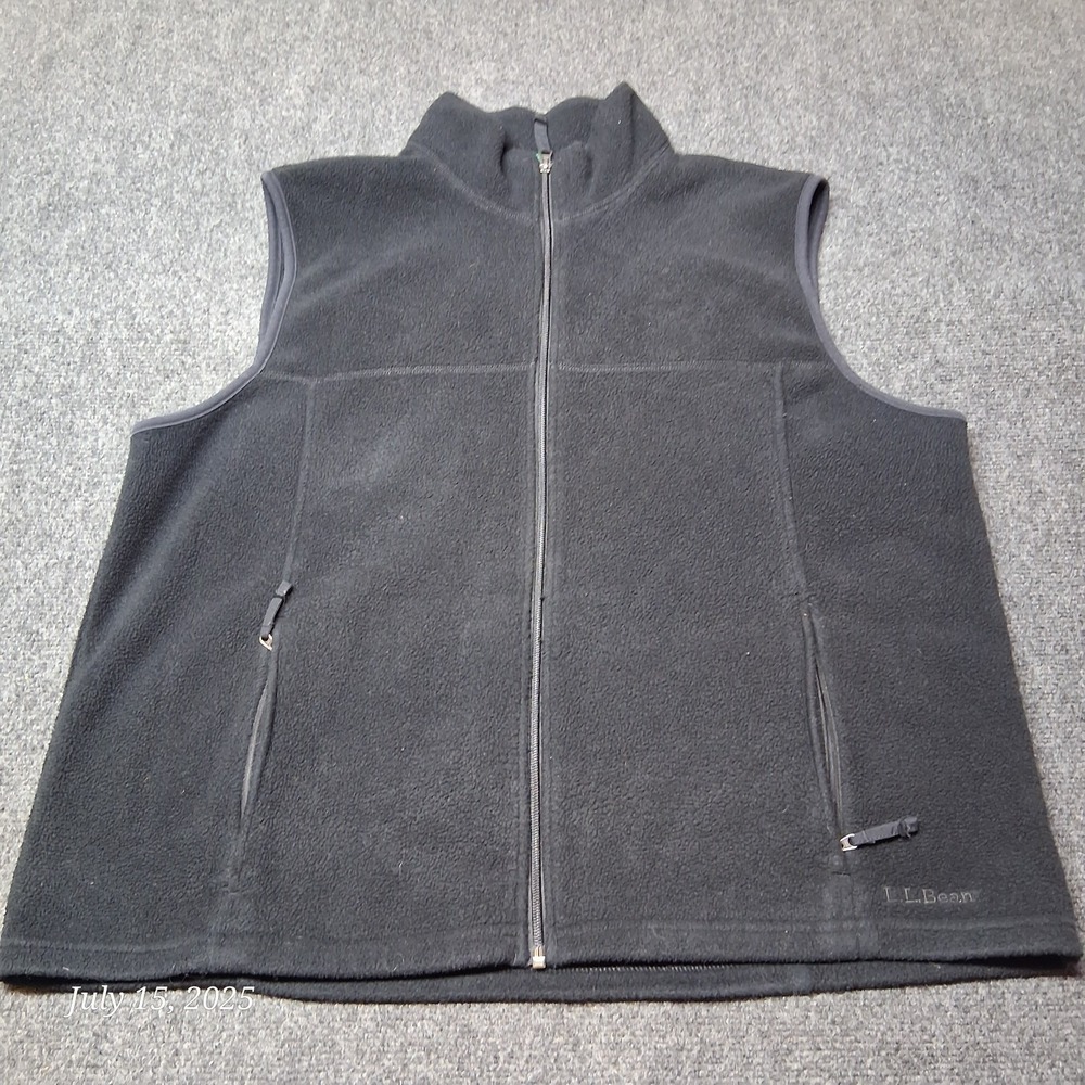 LL Bean Mens Sweater Vest Jacket Size XL Black Full Zip Regular Fit